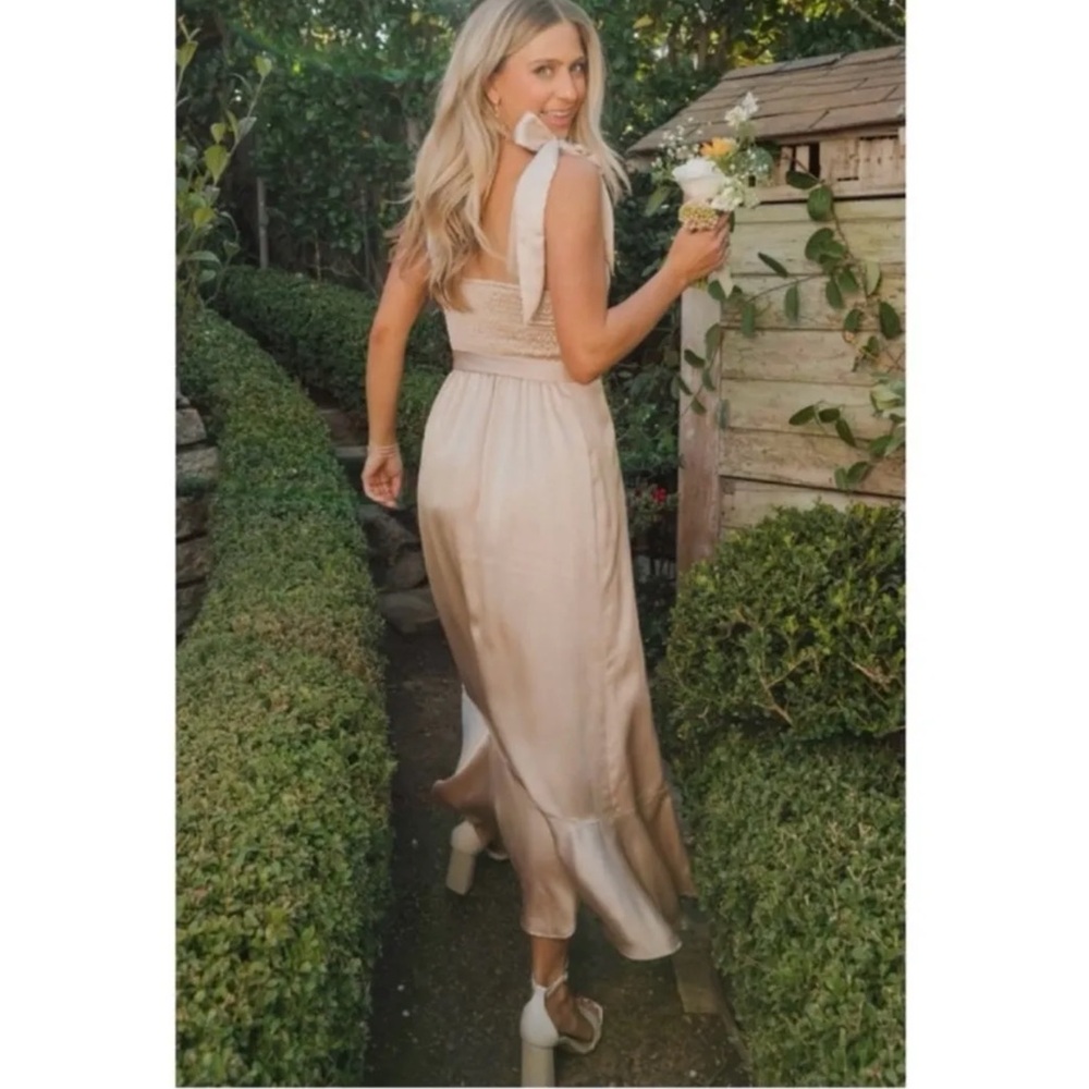 Show Me Your Mumu Satin Claire Midi Bridesmaid Dress In Show Me The Ring Large - Picture 3 of 5